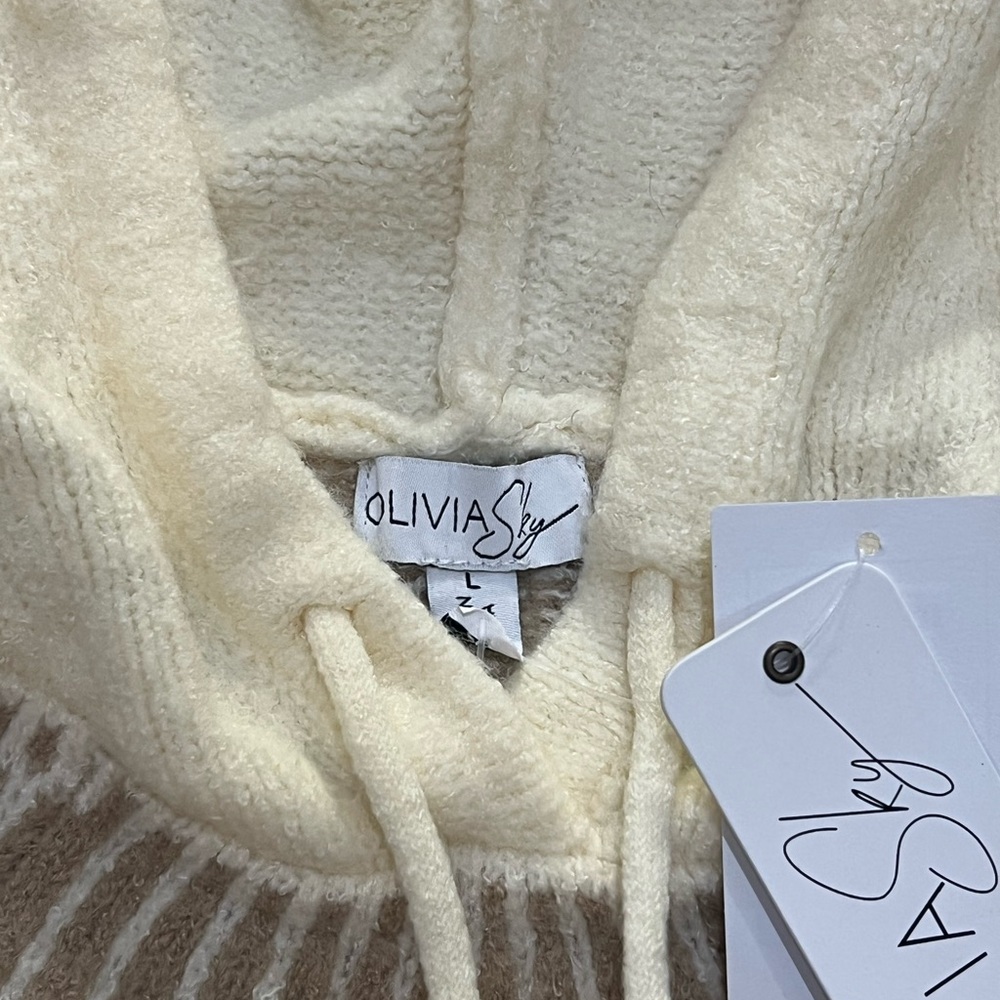 Olivia Sky Jacquard Raglan Hoodie Sweater (Ivory) - Picture 3 of 6
